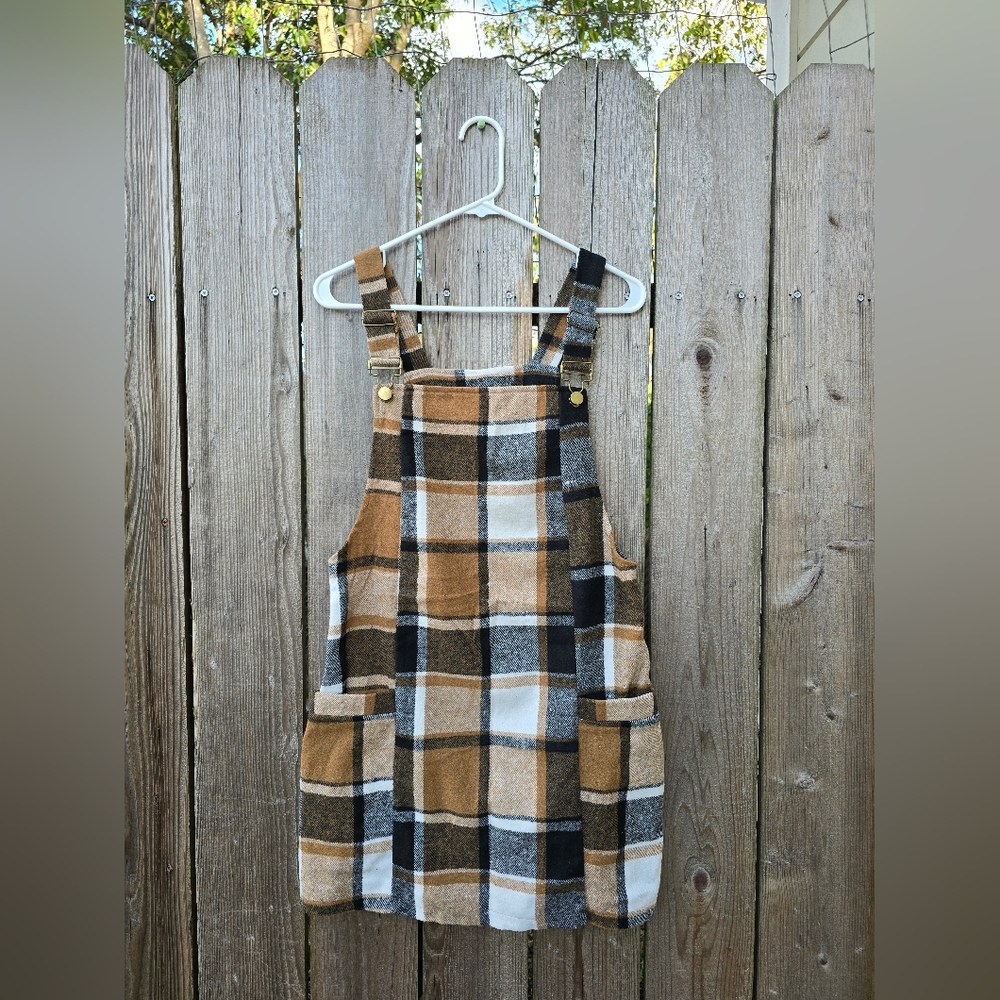 NWOT SHEIN Plaid Overall Dress
